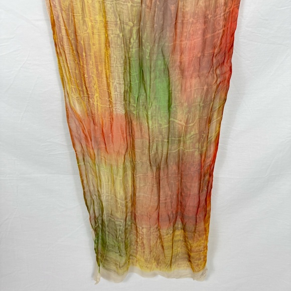 Yellow Orange Tie-Dye Silk Scarf by Delphine Paril - Picture 5 of 7